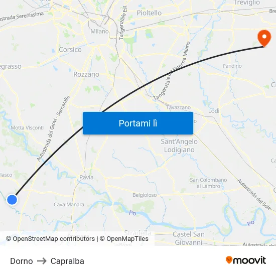 Dorno to Capralba map