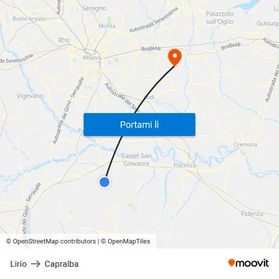 Lirio to Capralba map