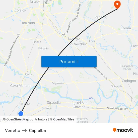 Verretto to Capralba map