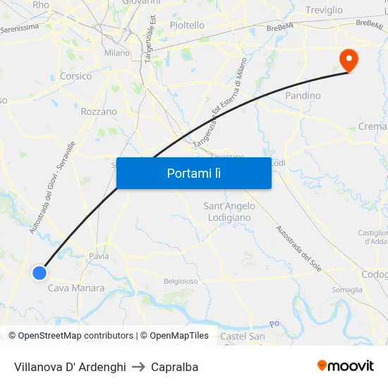 Villanova D' Ardenghi to Capralba map