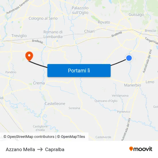 Azzano Mella to Capralba map