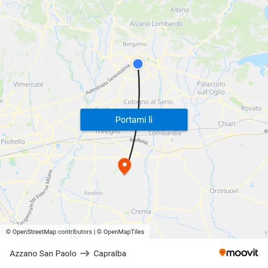 Azzano San Paolo to Capralba map