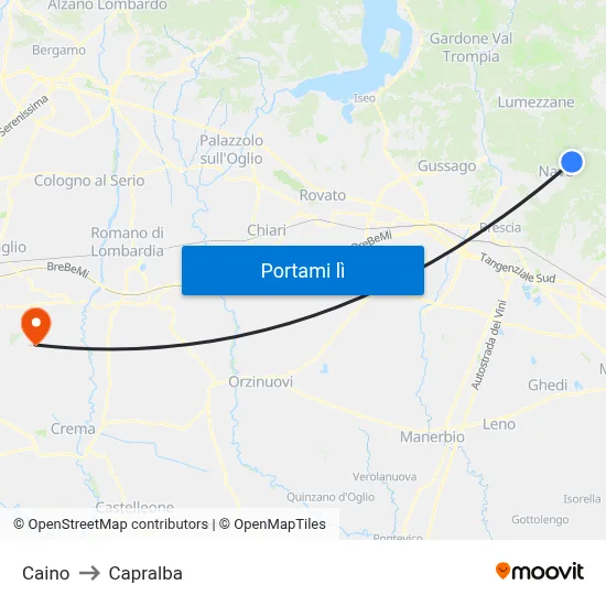 Caino to Capralba map