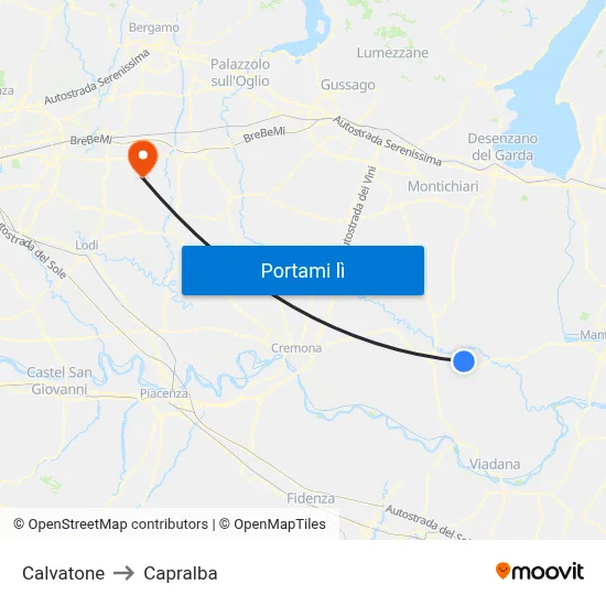 Calvatone to Capralba map