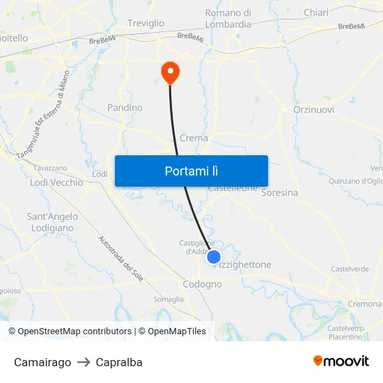 Camairago to Capralba map