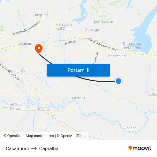 Casalmoro to Capralba map