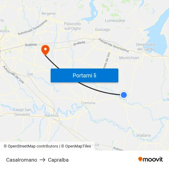 Casalromano to Capralba map