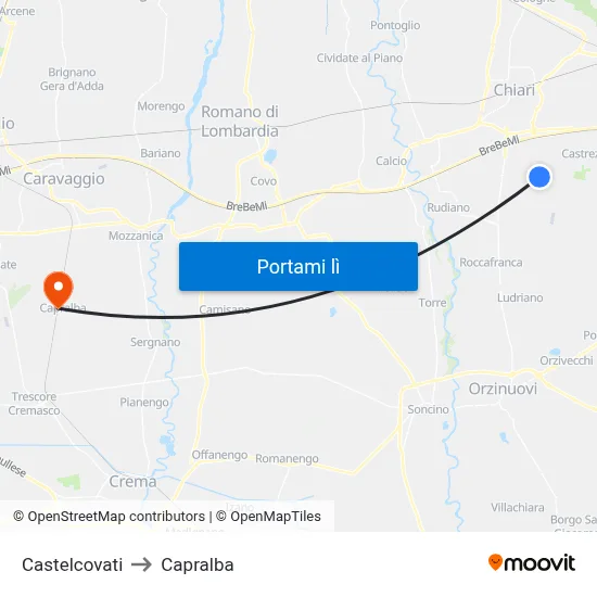 Castelcovati to Capralba map