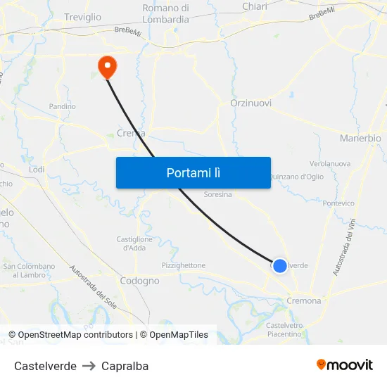 Castelverde to Capralba map
