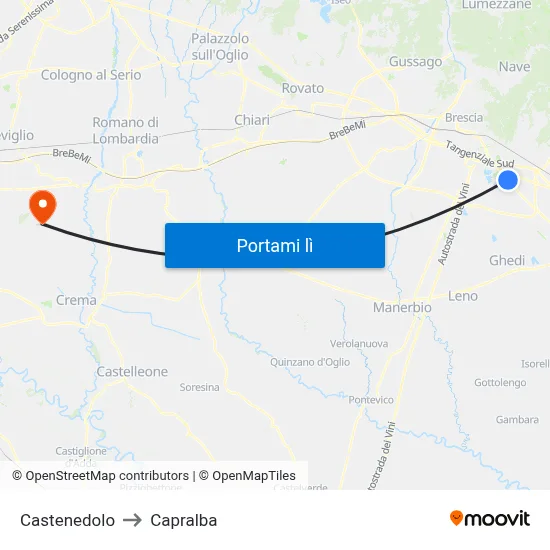 Castenedolo to Capralba map