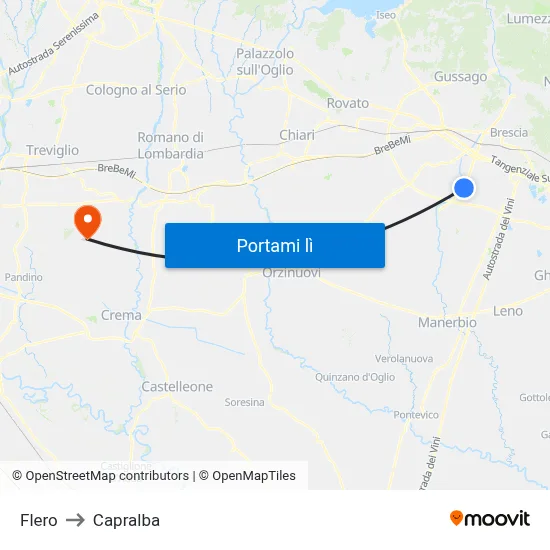 Flero to Capralba map