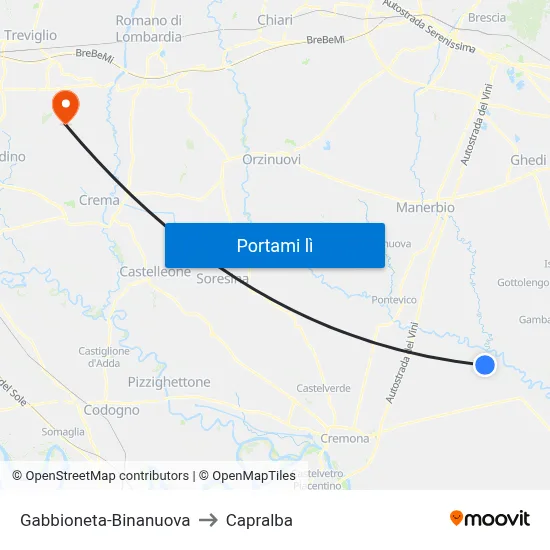 Gabbioneta-Binanuova to Capralba map