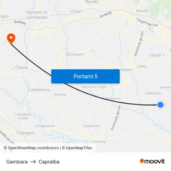 Gambara to Capralba map