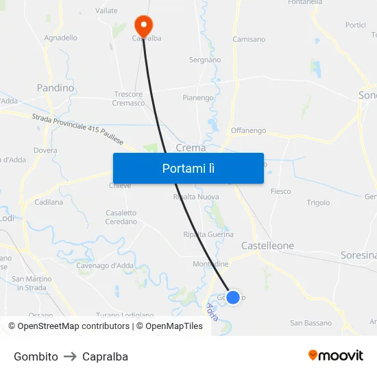 Gombito to Capralba map