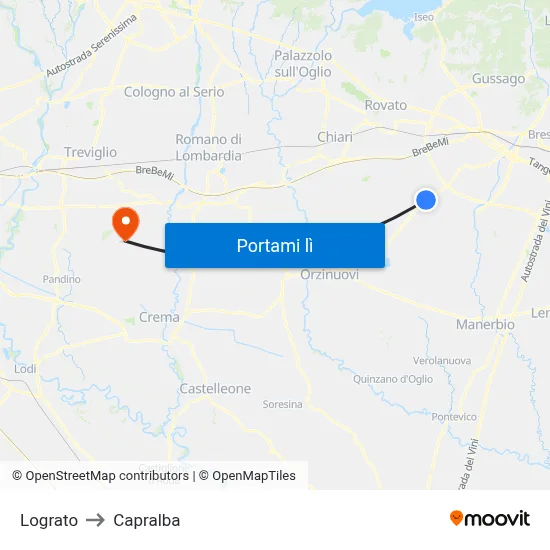 Lograto to Capralba map