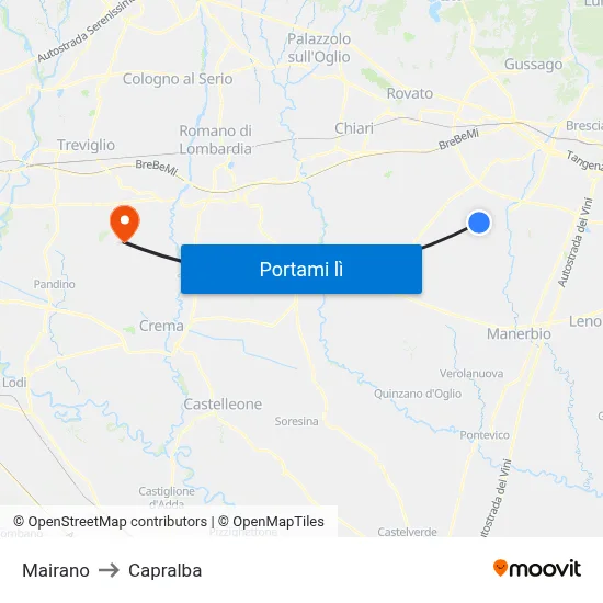 Mairano to Capralba map