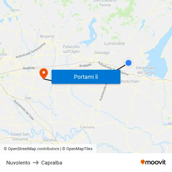 Nuvolento to Capralba map