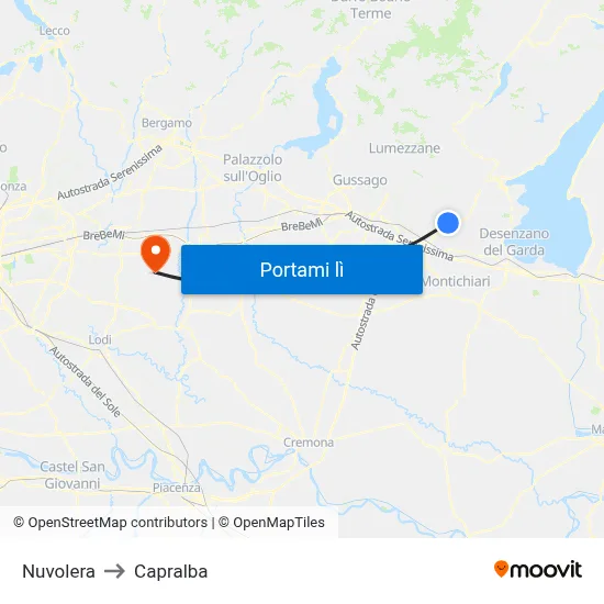 Nuvolera to Capralba map