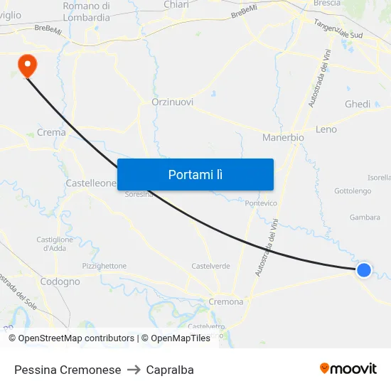 Pessina Cremonese to Capralba map