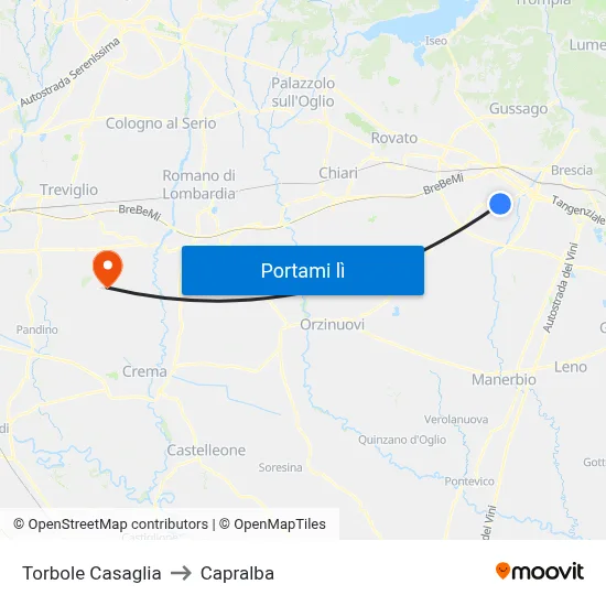 Torbole Casaglia to Capralba map