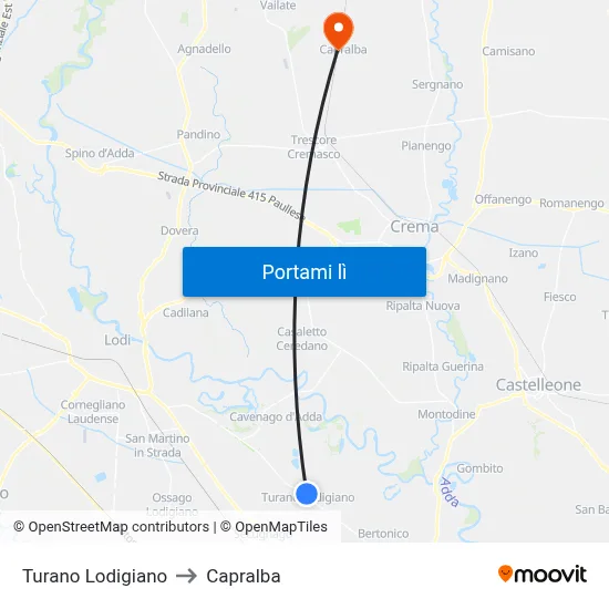 Turano Lodigiano to Capralba map