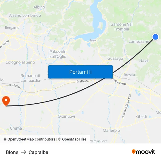 Bione to Capralba map