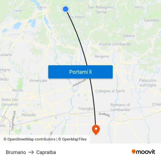Brumano to Capralba map