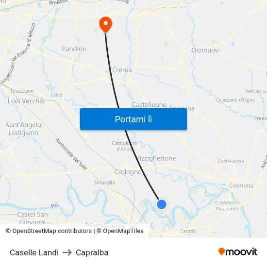 Caselle Landi to Capralba map