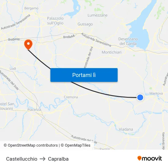 Castellucchio to Capralba map