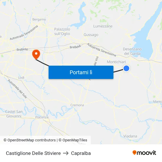 Castiglione Delle Stiviere to Capralba map