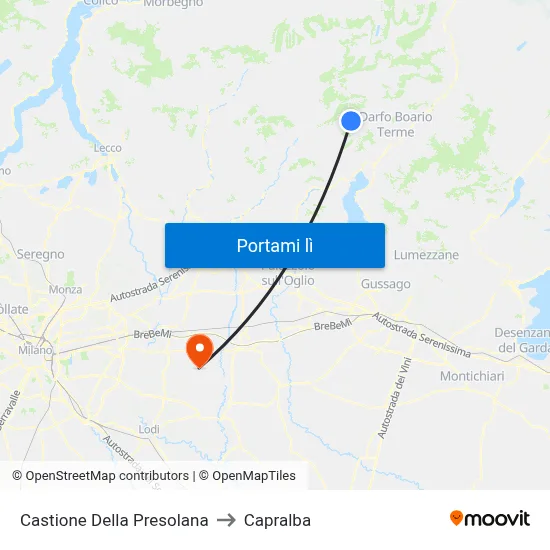 Castione Della Presolana to Capralba map