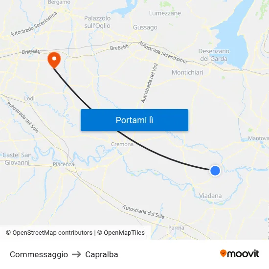 Commessaggio to Capralba map
