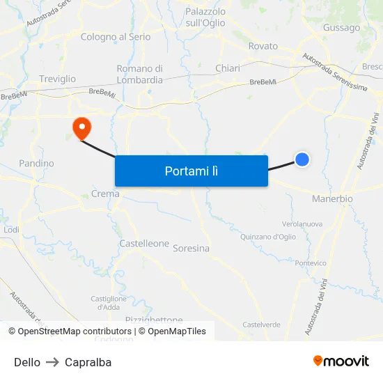Dello to Capralba map