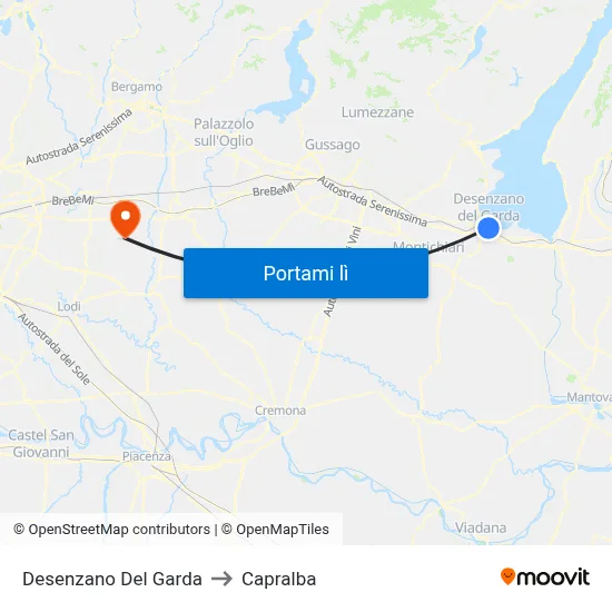 Desenzano Del Garda to Capralba map