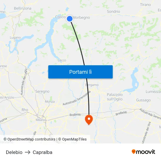 Delebio to Capralba map