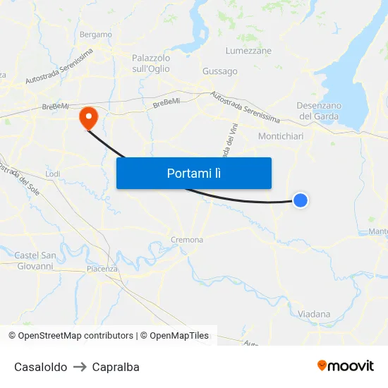 Casaloldo to Capralba map