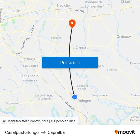 Casalpusterlengo to Capralba map