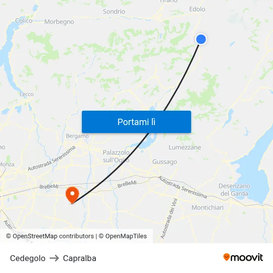 Cedegolo to Capralba map