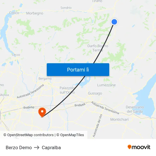 Berzo Demo to Capralba map