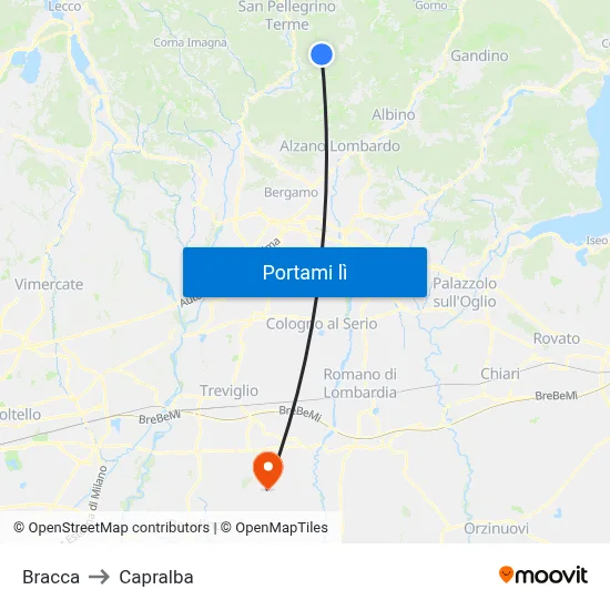 Bracca to Capralba map