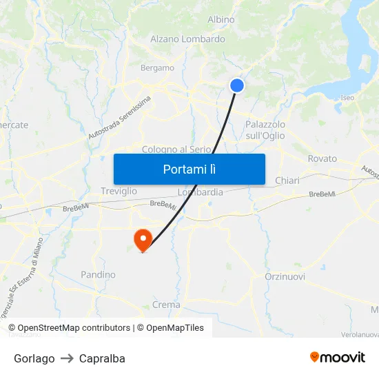 Gorlago to Capralba map