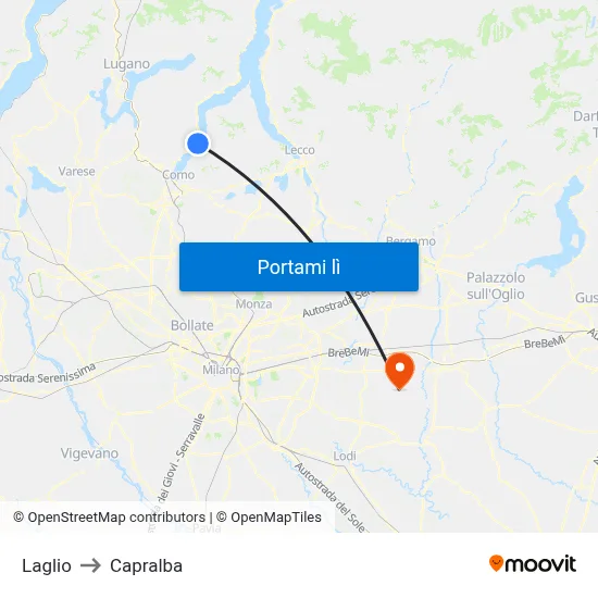 Laglio to Capralba map