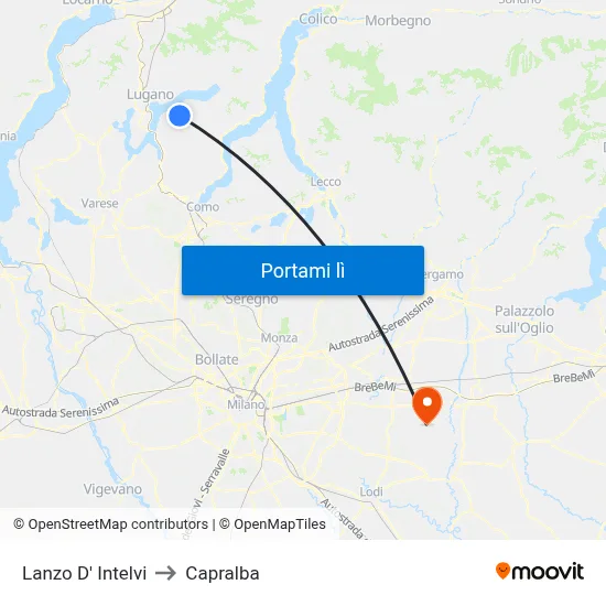 Lanzo D' Intelvi to Capralba map