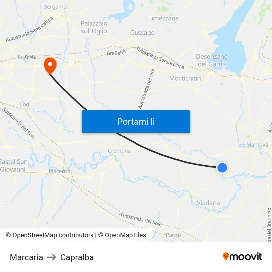 Marcaria to Capralba map