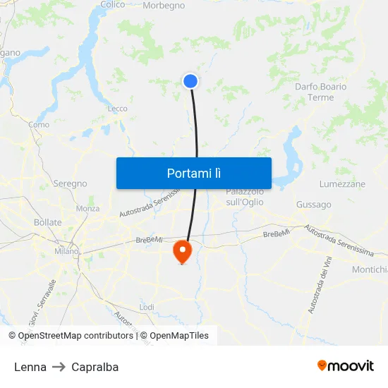 Lenna to Capralba map