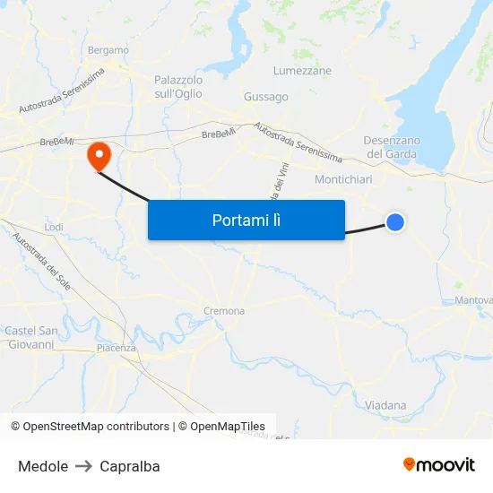 Medole to Capralba map