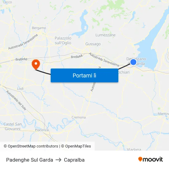 Padenghe Sul Garda to Capralba map