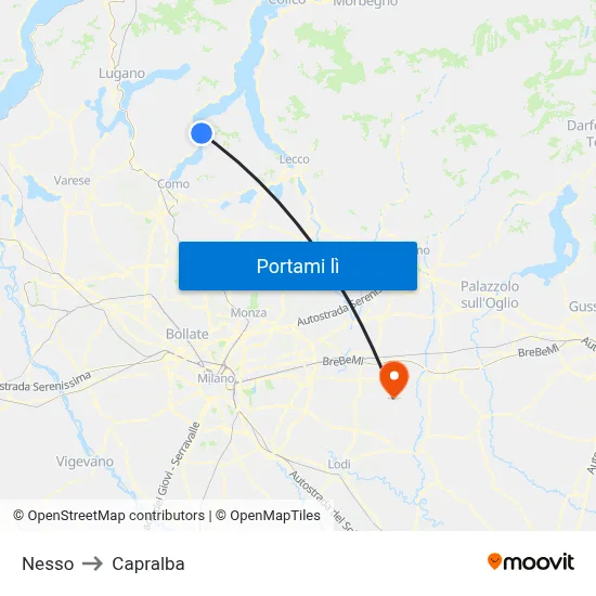 Nesso to Capralba map