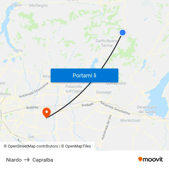 Niardo to Capralba map
