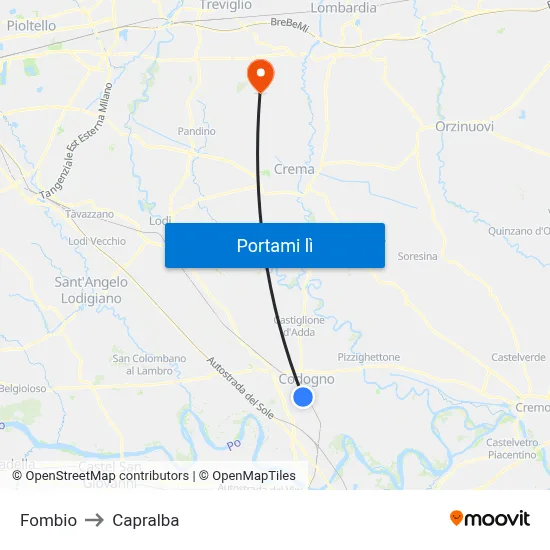 Fombio to Capralba map